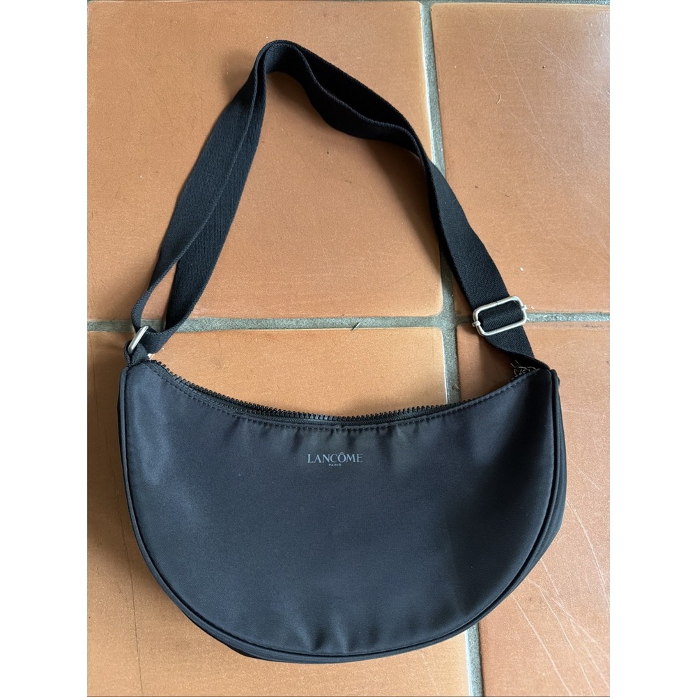 Lancôme | Black Crescent Shoulder Bag with Adjustable Strap